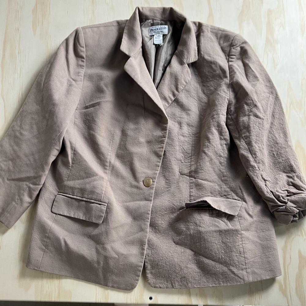 Pendleton Blazer Jacket Womens 18W Brown 100% Wool Plus Lined Career Work